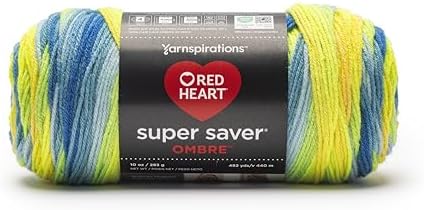 Red Heart Super Saver Ombre Yarn for Crocheting, Electric