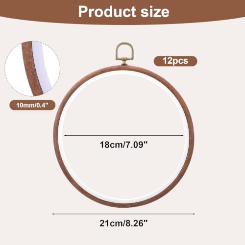 Kuyeyzu 12 Pcs 8 Inch Embroidery Hoop Frame Set Round Imitated Wood