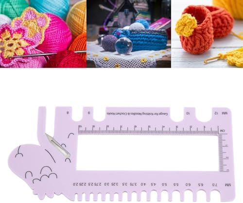Knitting Needle Gauge, Needle & Crochet View Sizer with Yarn Cutter