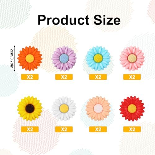 16pcs Knitting Needle Stoppers, 8 Colors Daisy Flower Needle Point