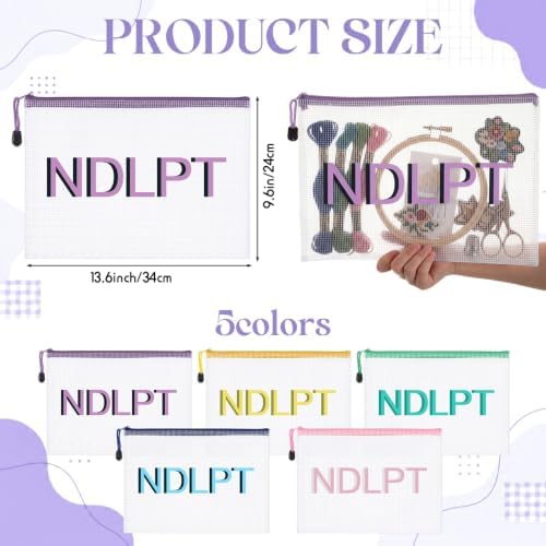 Sabary 5 Pcs Needlepoint Project Bag, Clear Mesh