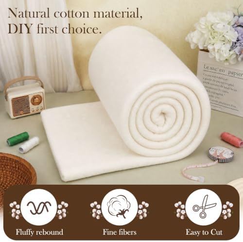 FTEVEN Natural Cotton Batting for Quilting 40" x 40" Crib Size Batting