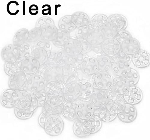 Betoplin 100 Sets Plastic Snaps Buttons, Clear Sew on Snaps Fasteners