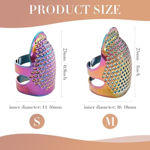 ZESION 4Pcs Sewing Thimbles, Adjustable Metal Thimbles for Hand Sewing