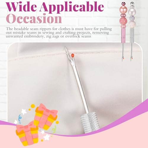 Tondiamo 4 Pcs Beadable Seam Rippers Sharp Thread Cutter Seam Rippers