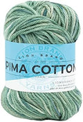 Lion Brand Yarn, Pima Cotton Crochet Yarn, Patagonia, Green Stripes