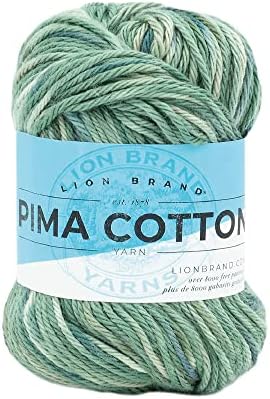 Lion Brand Yarn, Pima Cotton Crochet Yarn, Patagonia, Green Stripes