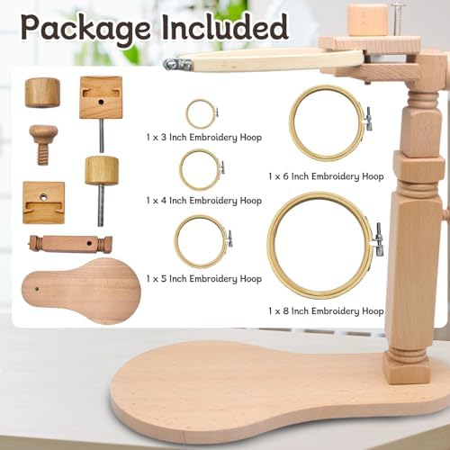 Biaungdo Adjustable Rotated Embroidery Hoop Stand with 5 Pack 5 Sizes