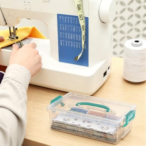 BTSKY Fabric Strip Case with Handle, Clear Fabric Organizer Box for