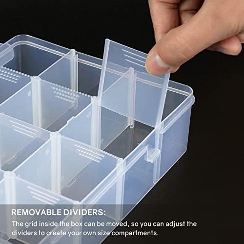 BTremary 15 Grids Clear Plastic Storage Box with Compartment, Craft