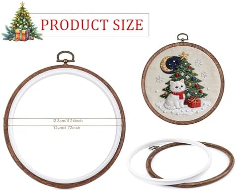 Dllxumm 3 Pcs 5 Inch Round Embroidery Hoops Display Frame, Circle