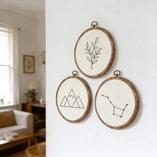 Dllxumm 3 Pcs 5 Inch Round Embroidery Hoops Display Frame, Circle