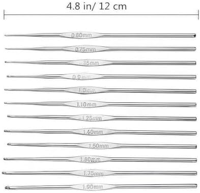 Skweawert 6Pcs 1.75mm Stainless Steel Crochet Hook