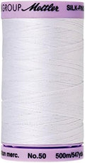 Mettler Silk-Finish Solid Cotton Thread, 547 yd/500m, White