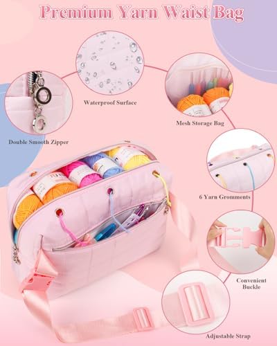 Aeelike Crochet Kit for Beginners Adults, Complete Yarn Kit, Pink