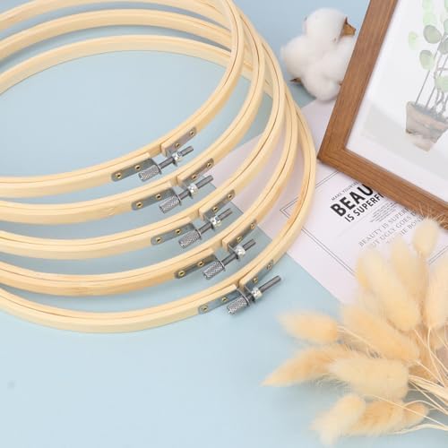 IHDYPPEW 15 Pieces 10 Inch Round Embroidery Hoops, Adjustable Circle