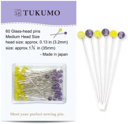 【TUKUMO】 Glass Head pins(Medium Ball),60PCS Sewing Pins,Dressmaking
