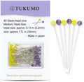 【TUKUMO】 Glass Head pins(Medium Ball),60PCS Sewing Pins,Dressmaking