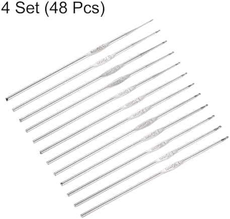 uxcell 48Pcs Stainless Steel Crochet Hook Set, 0.6mm-1.9mm