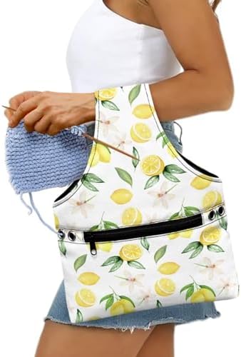 Snilety Lemon Yarn Bag, Knitting Crochet Bag, Portable Yarn Storage