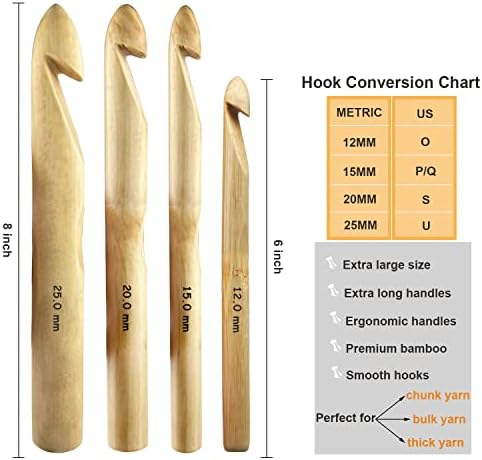 Mdoker Wooden Huge Crochet Hook Set Size
