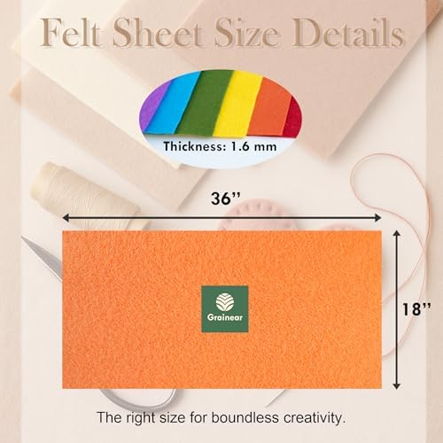 Nude Tones Soft Felt Sheet, 18" x 36", 1.6mm Thick Acrylic Felt Fabric