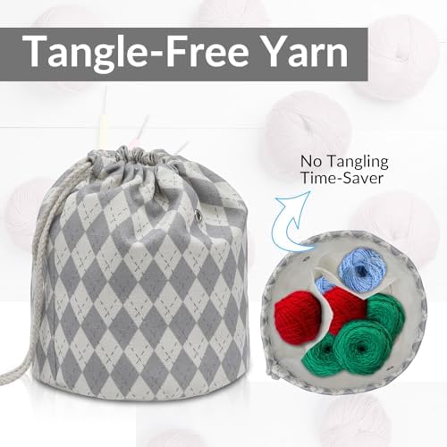 Small Yarn Bag with Two Pockets, Yarn Holder for Knitting &