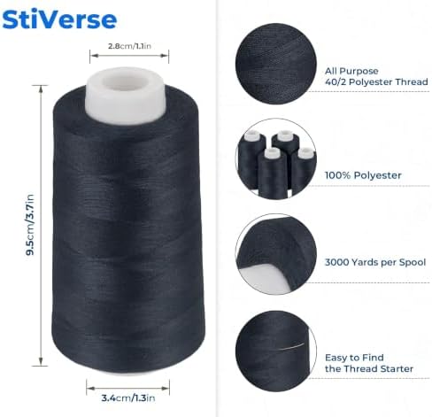 Sewing Thread Navy Blue, 4-Cones, 3000 Yards Each, 40S/2