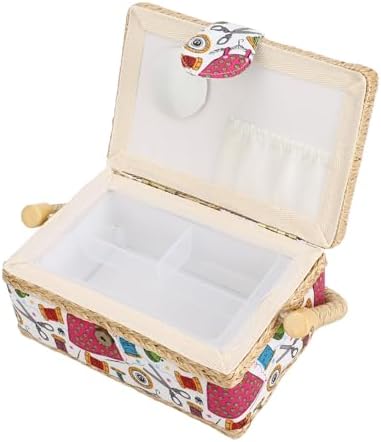 Sewing Basket, Large Vintage Organizer with Dual Layer Storage and