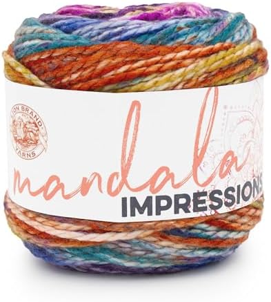 Lion Brand Yarn, Mandala Impressions Yarn, Rainbow, Fall Multicolor
