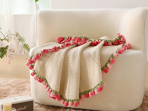 HZYZW Crochet Flower Blanket Kit for Beginners, 40'' Lily of The