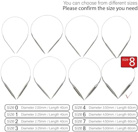 Stainless Steel Circular Knitting Needles Size 8 (5mm) 24inch Length