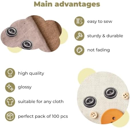 100 Pcs Grey Fish Eye Buttons 0.75 inch Sewing Buttons 2 Hole Smoke