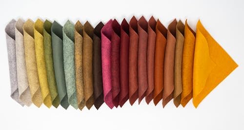 21-Pack Fall Colors Collection, Merino Wool Blend Felt Sheets, 9x12