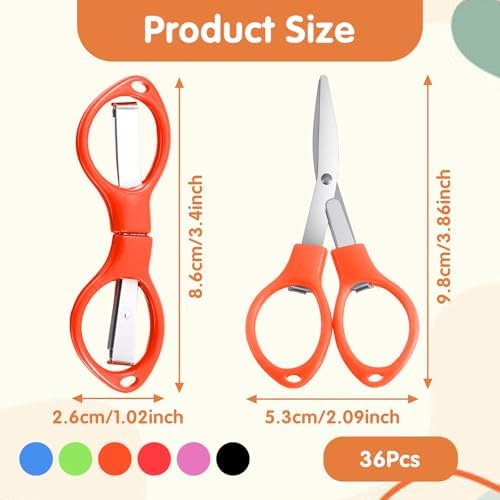 36 Pcs Mini Folding Scissors Bulk, Small Foldable Scissors for Nurses
