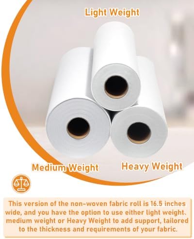 PLANTIONAL Light Weight White Iron-On Non-Woven Fusible Interfacing