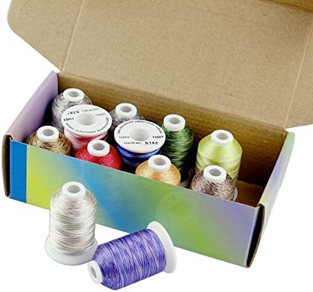 Simthreads 12 Variegated Colors Embroidery Machine Thread 1100 Yards