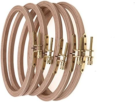 BWRMHME 4 X 6 Inch Wood Oval Embroidery Hoops Set of 5, Cross Stitch