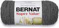Bernat Super Value Yarn, 7 oz, Gauge 4 Medium Worsted, True Grey