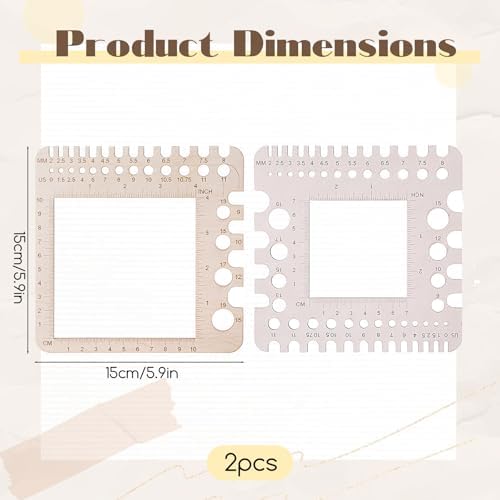 PEOVLVN 2 Pcs Crochet Gauge Measuring Tool, Crochet Stitch Counter