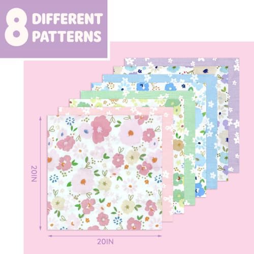 Aubliss 8pcs 100% Cotton Fat Quarter Fabric Bundles