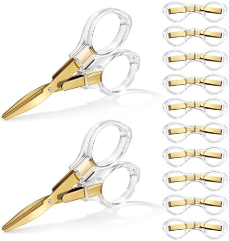 12 Pcs Mini Folding Scissors 3.8 Foldable Travel Scissors Clear