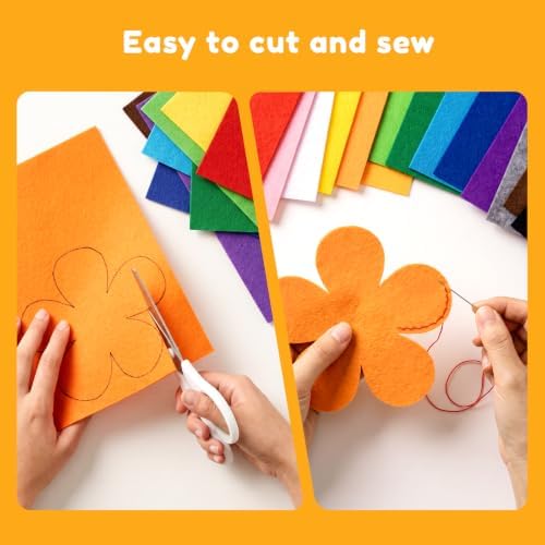 Simetufy 120 Pcs 8x12 Felt Sheets for Crafts, 40 Colors Stiff Felt