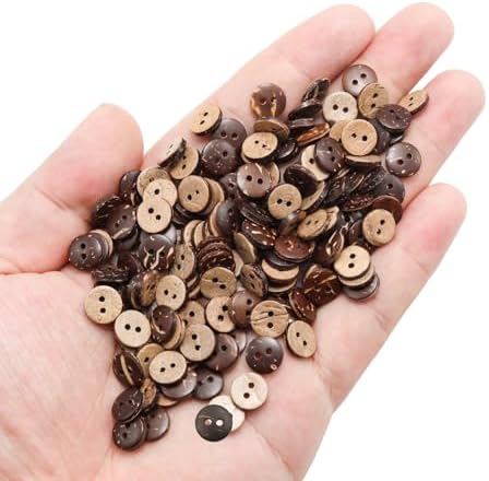 Lilaly 200 Pcs 11/32 inch Natural Coconut Shell Buttons, 2 Hole Big