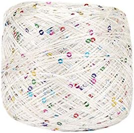 CLISIL White Colorful Sequin Yarn, Sparkle Yarn, 100g