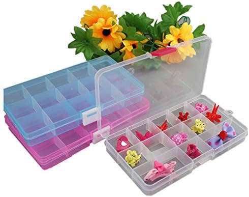 Lawei 15 Pack Plastic Jewelry Box - 15 Grid Organizer Storage Box with