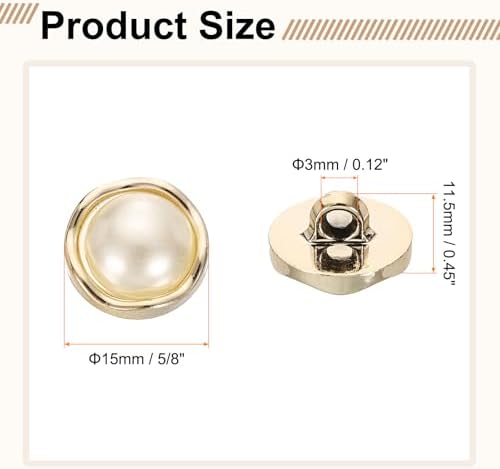 HARFINGTON 10pcs 24L Gold Faux Pearl Buttons 15mm 5/8" Plastic Round