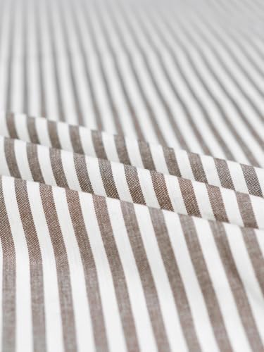 Cannanore Handloom Pure Cotton Brown and White Striped Fabric 140 GSM