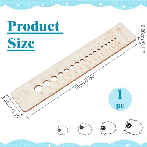 NBEADS Wood Knitting Needle Gauge and Ruler