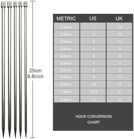 Xmas Stainless Steel Straight Knitting Needles Set for Beginners 61pcs